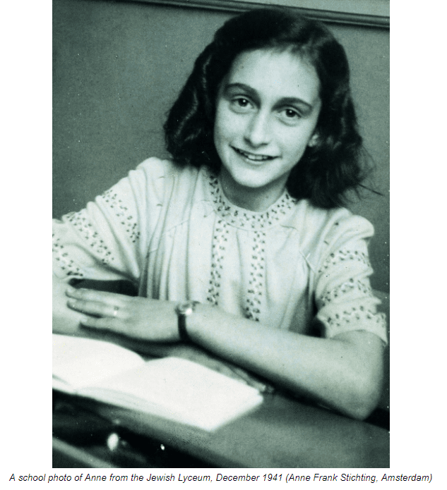 A school photo of Anne from the Jewish Lyceum, December 1941 (Anne Frank Stichting, Amsterdam)