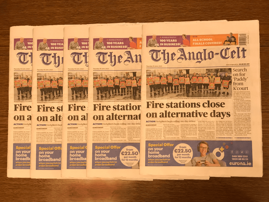 Copies of the most recent issue of the Anglo-Celt newspaper